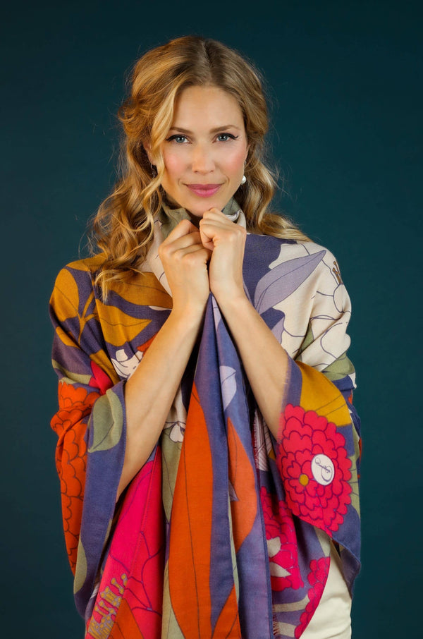 Print Winter Floral Scarf