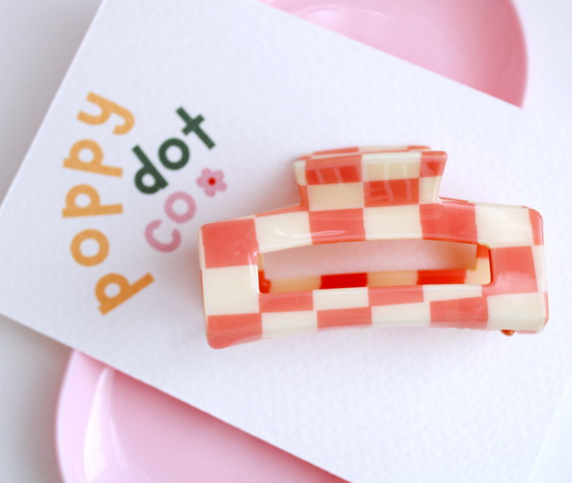Pink Checkmate Claw Clip