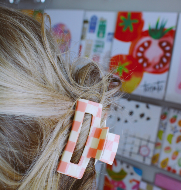 Pink Checkmate Claw Clip