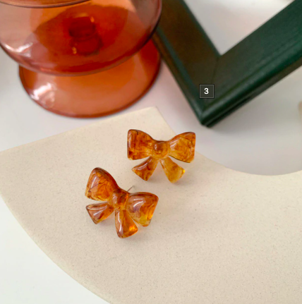 Amber Tiny Bow Earrings