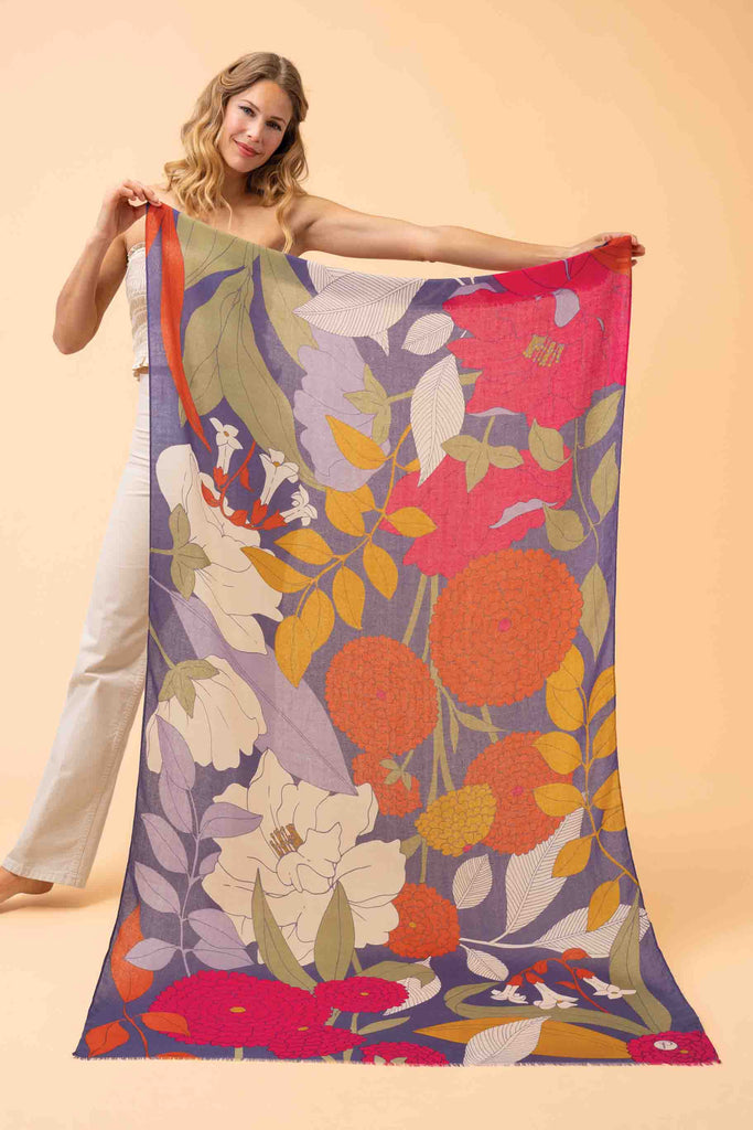 Print Winter Floral Scarf