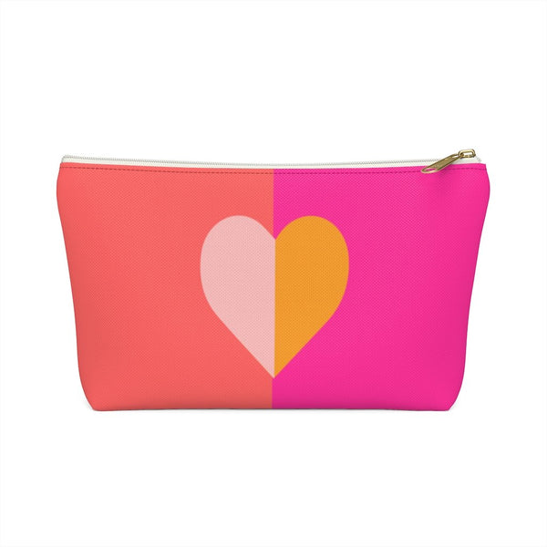 Color Blocked Heart Zipper Pouch