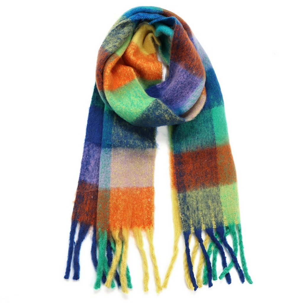 Plaid Oblong Cashmere feel Scarf
