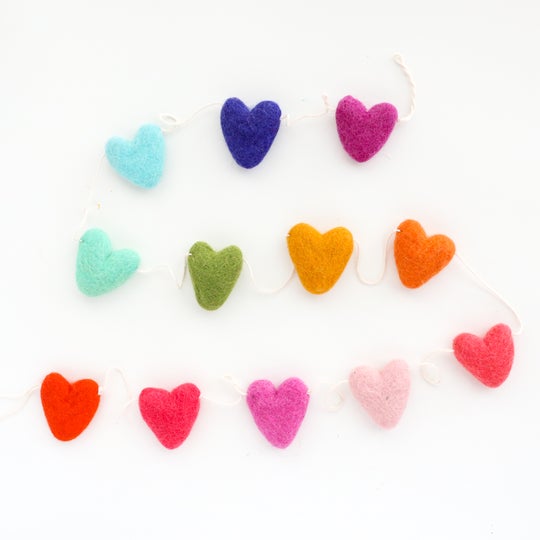 Rainbow Hearts Felt Garland