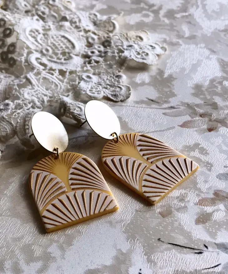 Geometric Acrylic Brass Arch Earrings - Deco