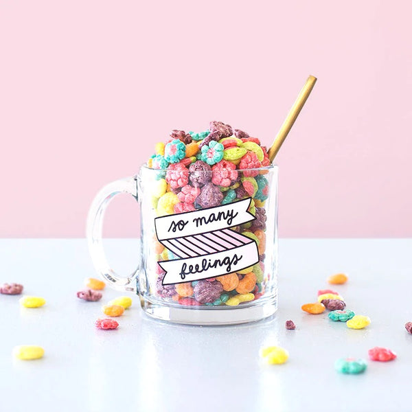 Glass Mug: So Many Feelings