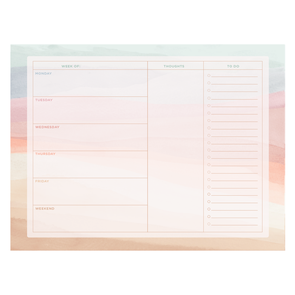 Sunset Stripes Weekdays Tearaway Notepad