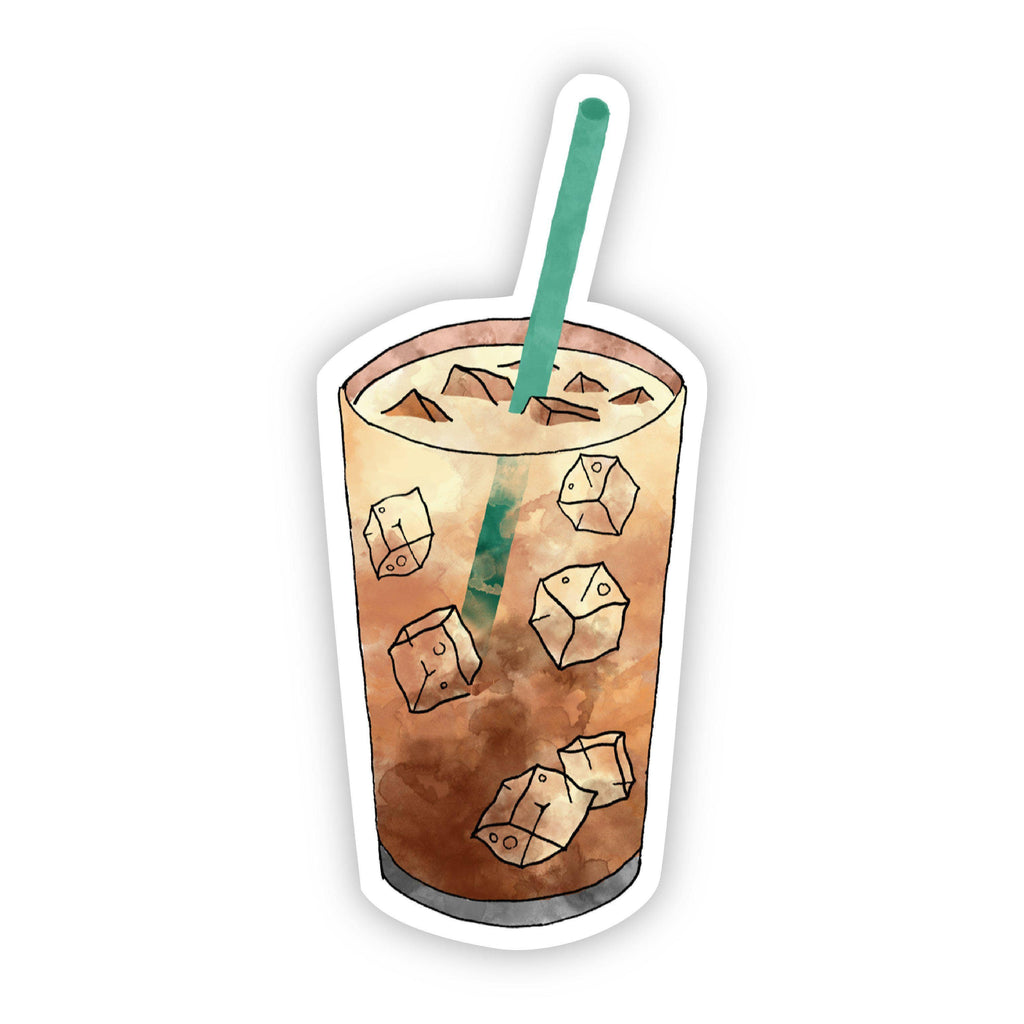Iced Coffee Green Straw Sticker