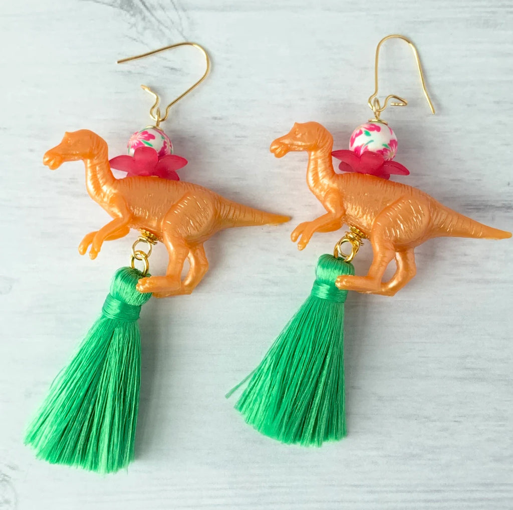 Clementine Velociraptor Tassel Earrings