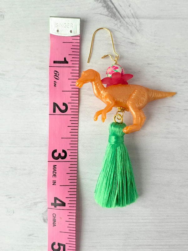 Clementine Velociraptor Tassel Earrings
