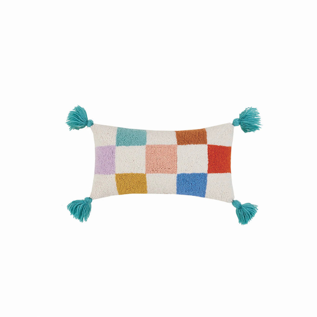 Discogrid Lumbar Pillow With Tassels
