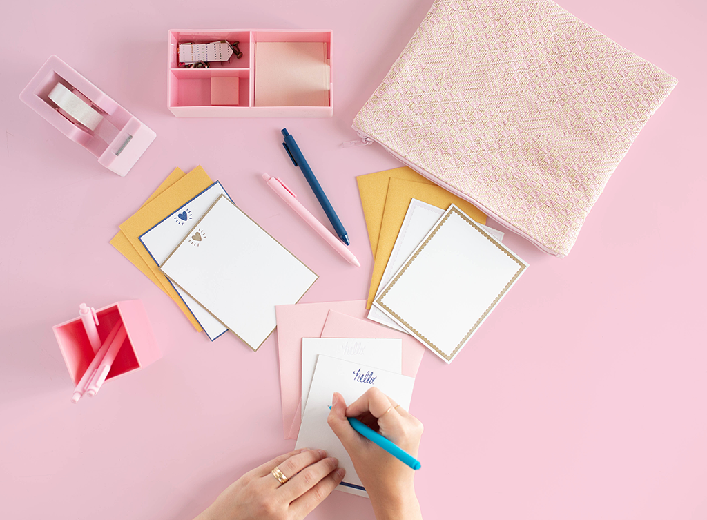 Stationery Kit Pink Straw