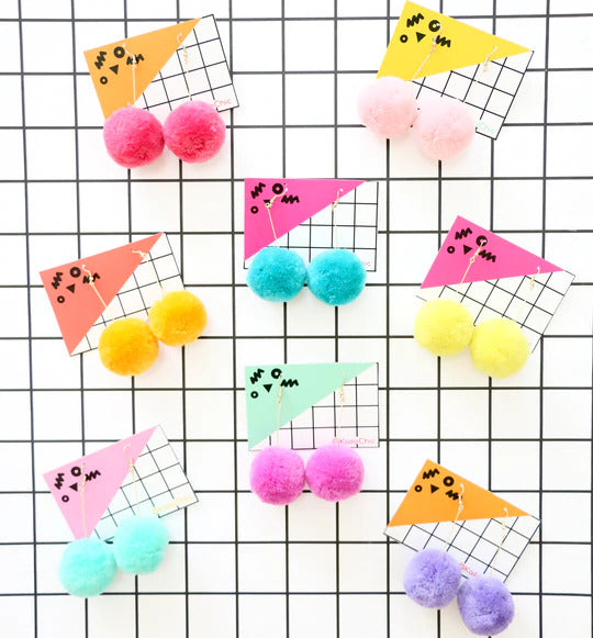 Fluffy Pom Pom Earrings