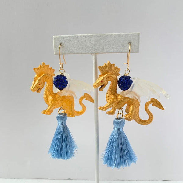 Gilded Dragon Tassel Earrings