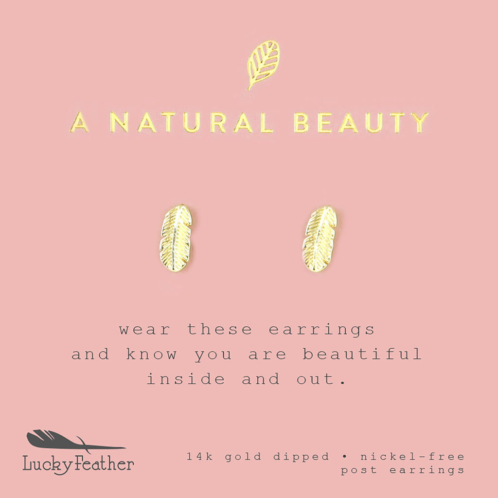 Gold Feather Earrings