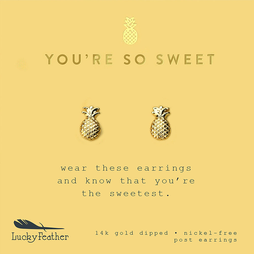 Gold Pineapple Earrings