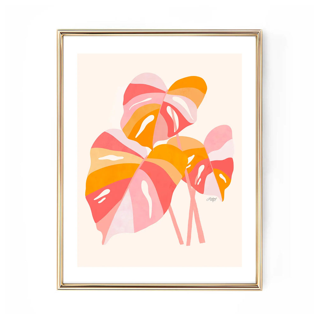 Monstera Plant Illustration (Warm Palette) - Art Print