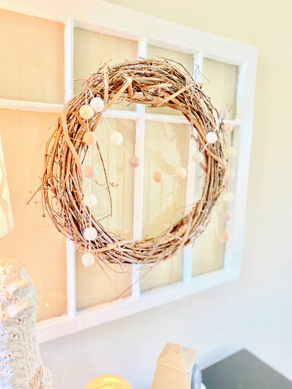 Neutral Wool Felt Ball Garland