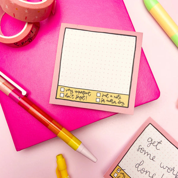 Pink Grid Sticky Notes
