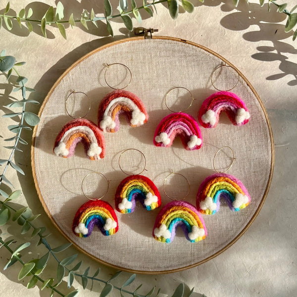 Rainbow Felted Earrings - Neutral