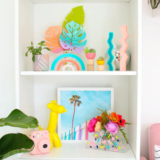Acrylic Semi Circle Vase - Pink Rainbow