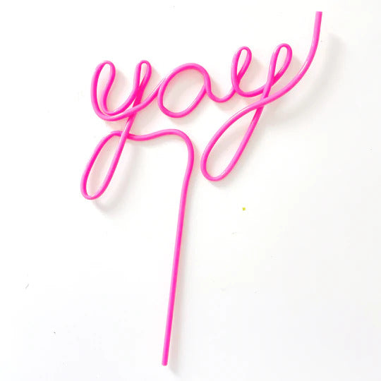 Pink Yay Shaped Straw